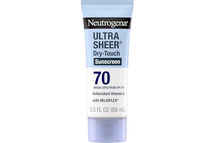 Neutrogena Ultra Sheer Dry-Touch Sunscreen Lotion SPF 70, Broad Spectrum, Water Resistant 80 Min, Oil-Free, Oxybenzone-Free, Non-Comedogenic, Matte Finish, Body Sunscreen, Travel Size 3 Fl Oz