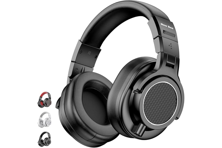New Bee Studio Headphones, Wired Headphones with 50mm Drivers, Professional DJ Headphones for Recording Mixing Podcast Guitar Piano, 210g Ultra-Lightweight Design, 3.5/6.35mm Jack