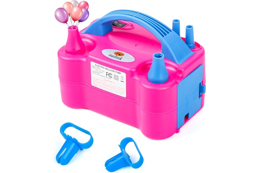 Nulink Electric Balloon Pump, Portable Electric Balloon Blower Machine Balloon Air Pump Dual Nozzle 110V 600W Balloon Inflator for Party Decorations