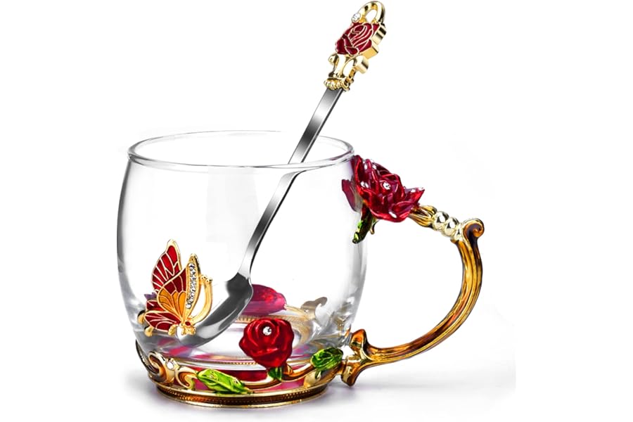 OEAGO Gifts for Mom Women Mothers Day Valentines Day Gifts Glass Coffee Enamels Mug Best Birthday Valentine's for Her Girlfriend Wife from Daughter Son Tea Cup Christmas Stocking Stuffers