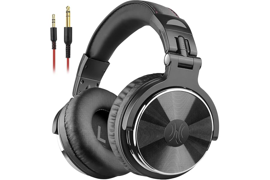 OneOdio Wired Over Ear Headphones Hi-Res Studio Monitor & Mixing DJ Stereo Headsets with 50mm Drivers and 1/4 to 3.5mm Jack for AMP Computer Recording Podcast Keyboard Guitar Laptop - Black