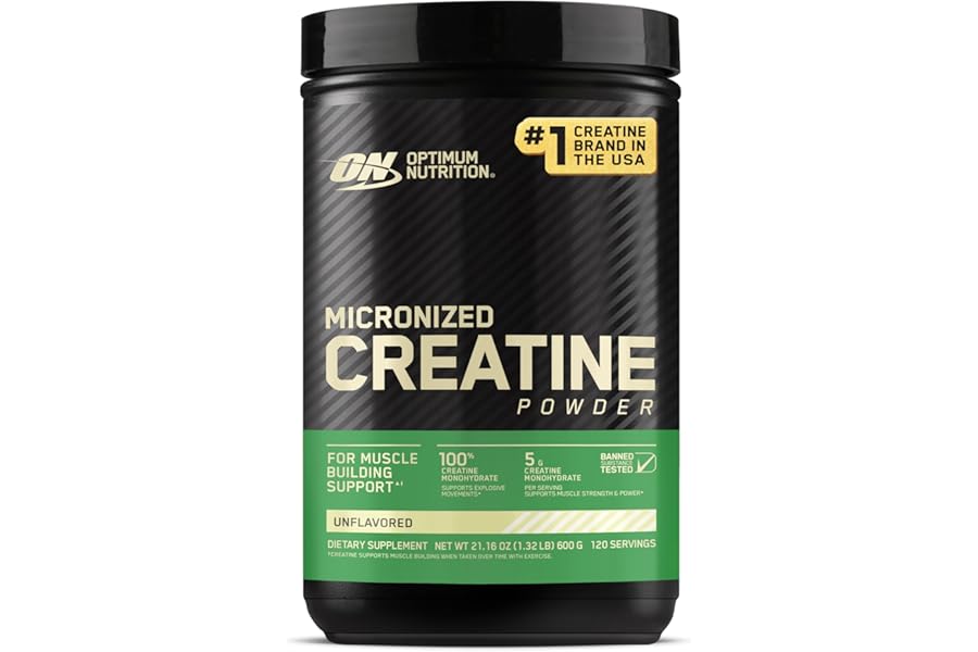 Optimum Nutrition Micronized Creatine Monohydrate Powder, Unflavored, 120 Servings, 600 Grams (Packaging May Vary)