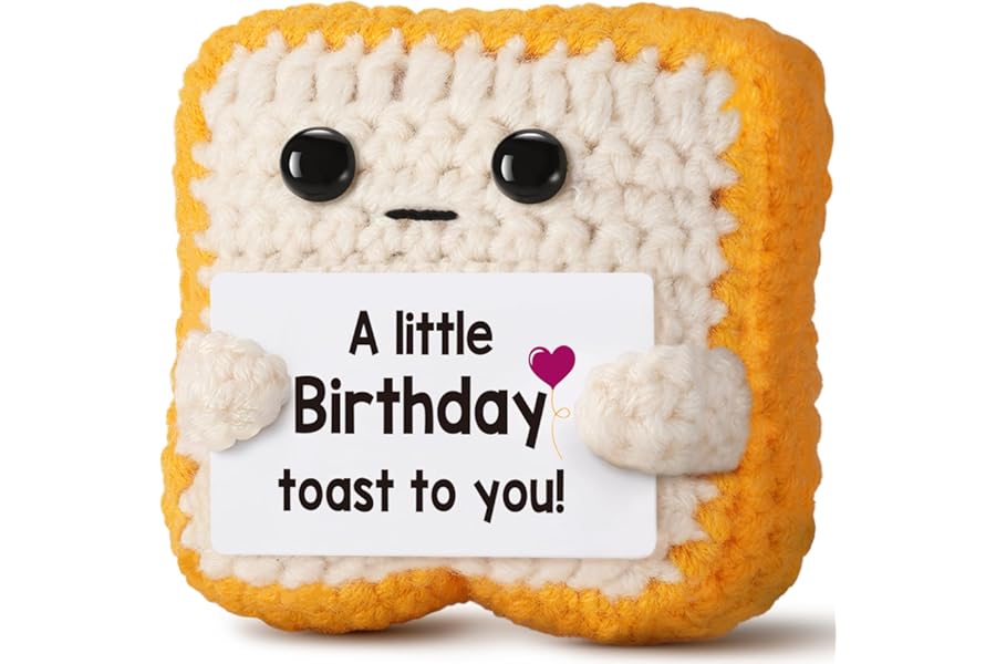 Ovrrcame A Little Birthday Toast to You - Funny Happy Birthday Gifts for Women, Men, Mom, Dad, Sister, Best Friend - Unique Birthday Decorations Crochet Toast Gift Card for Her/Him Ideas, Fathers Day
