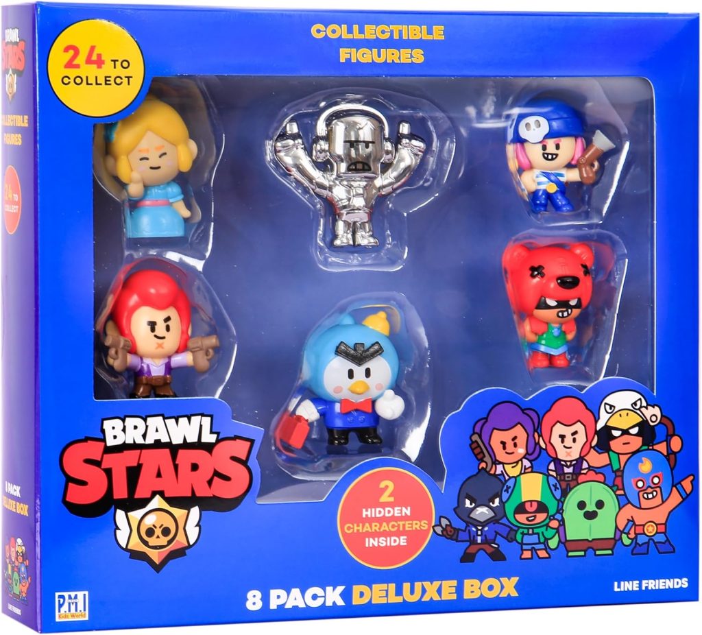 P.M.I. Brawl Stars Collectible Figures - 8 Pack Deluxe Box -Including 2 Rare Hidden Characters (S1) (Random) (BRW2070) : Toys & Games