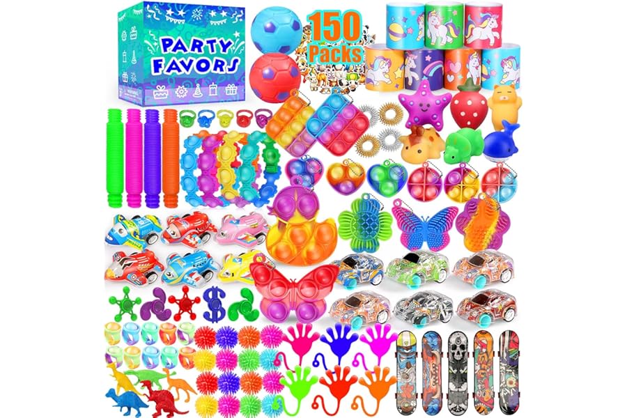 Party Favors for Kids 8-12 4-8, 150-Pack Fidget Toys Bulk, Treasure Box Toys for Classroom, Stocking Stuffers Goodie Bags, Classroom Prizes, Birthday Holiday for Boys Girls