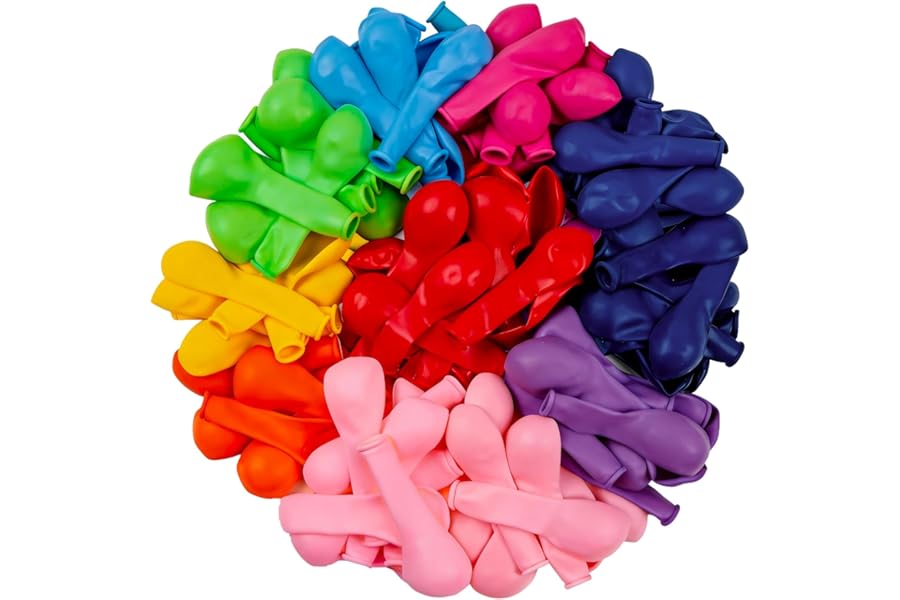 PartyWoo Assorted Colors Rainbow Balloons 100pcs 5 Inch Multicolor Colorful Primary Color Balloon for Graduation Baby Shower Unicorn Fiesta Flower Spring Rainbow Theme Birthday Party Decorations