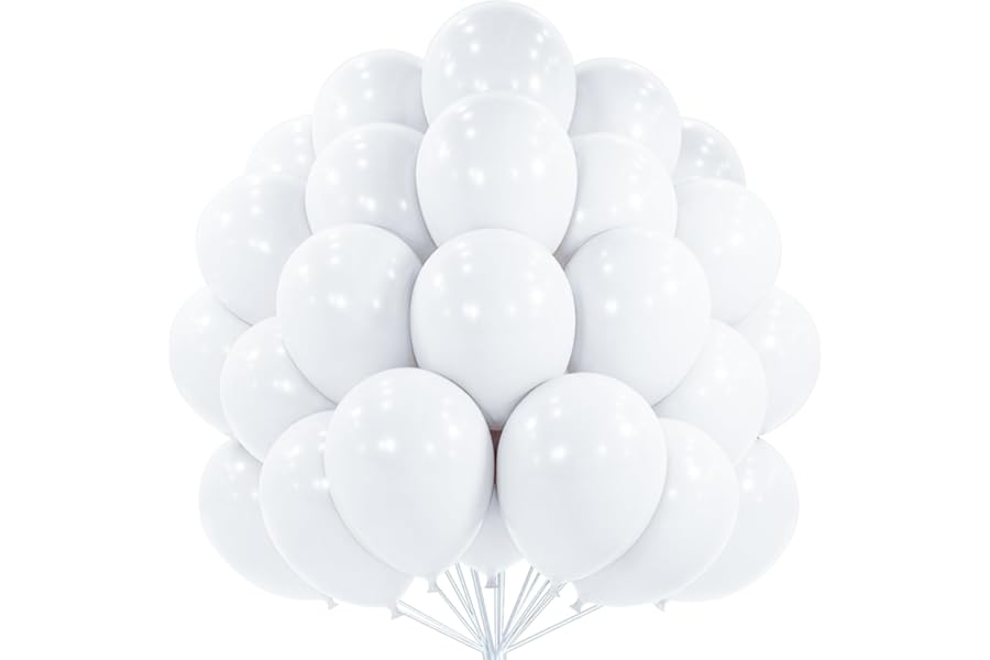 PartyWoo White Balloons 100 pcs 12 Inch Latex Helium Pastel White Balloons for Wedding Baby Shower Birthday Bridal Shower Graduation Engagement Princess Anniversary Party Decorations White-Y13