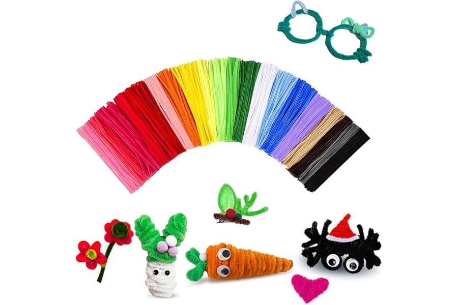 Pipe Cleaners Craft Bulk,Kids Toys & Games Gifts,200pcs Arts Crafts,Chenille Stems Art Supplies for Projects Creative DIY Roo