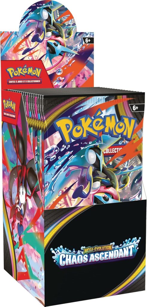 Pokémon : présentoir de boosters Méga-Évolution – Chaos Ascendant (18 boosters)