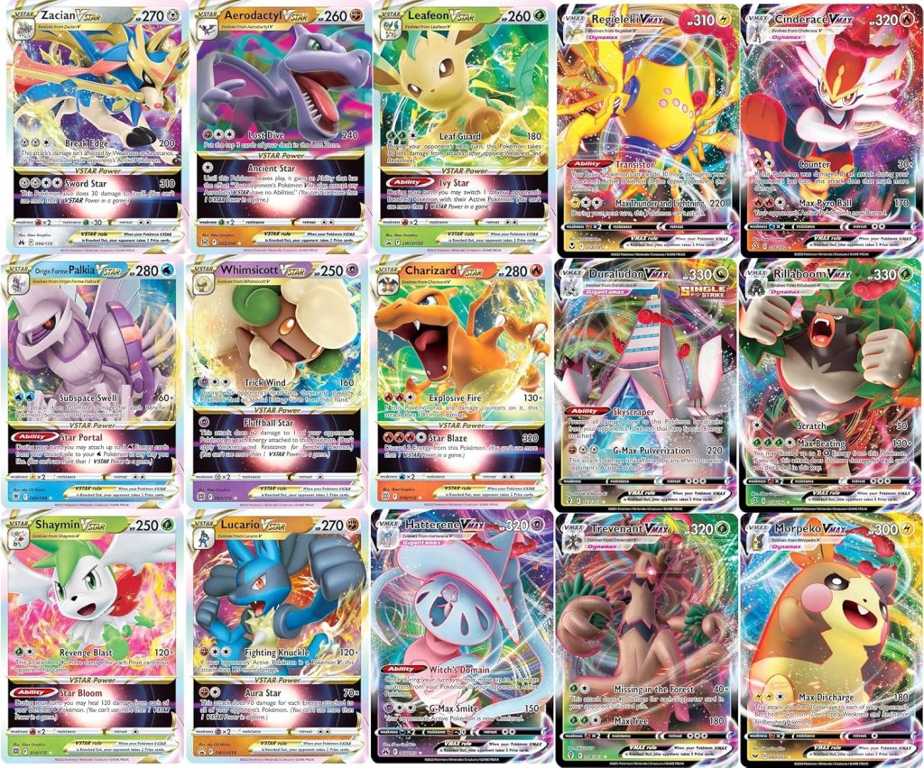 Pokemon - 5 VMAX/VSTAR Card Lot Bundle - No Duplicates - Full Art Etched Pokemon : Toys & Games