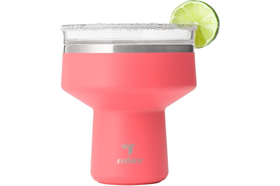 REDUCE Saltini 16 oz Cocktail Tumbler - Insulated Margarita Tumbler with Lid - Keeps Drinks Cold for 10 Hours - 360 Sippable Martini Glass Alternative - Shatterproof, Perfect for Parties - Daiquiri