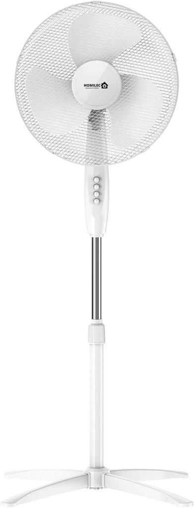 REQUISITE NEEDS HOMILEC - Fan 16" Electric Oscillating Floor Standing Tall Pedestal Air Cooling Fan – Multi-Speed Setting - Great for Home and Office - (White)