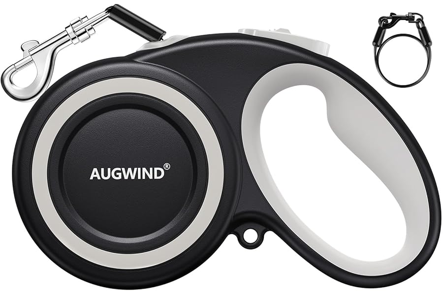 Retractable Dog Leash with Stainless Steel Anti-Chew Cable for Small & Medium Dogs up to 50 lbs | 16 ft Strong Nylon Reflecti