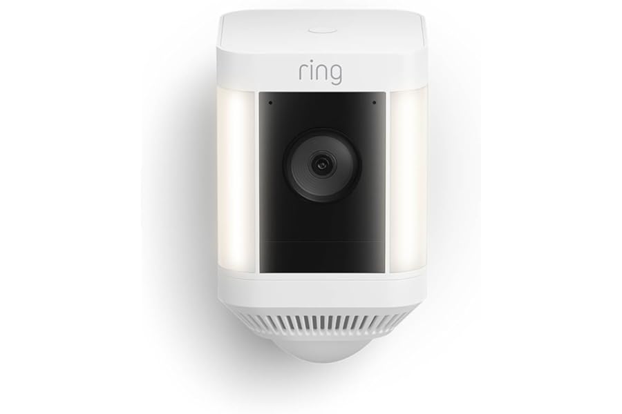 Ring Spotlight Cam Plus, Battery (newest model), Home or business security with HD video, Two-Way Talk, Color Night Vision, and Security Siren, White