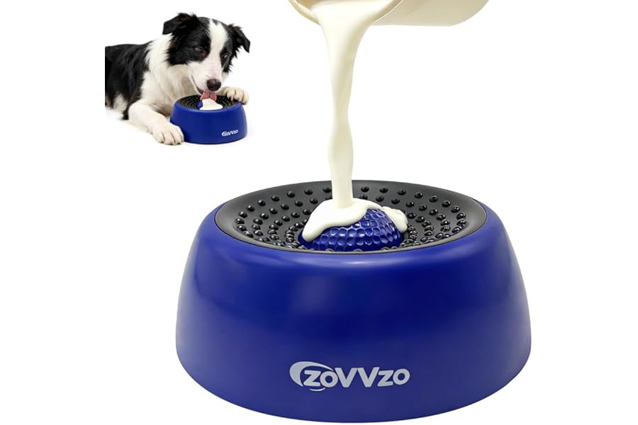 Rolling Ball Dog Lick Bowl, Slow Feeder Dog Bowls, Non-Slip Design, Interactive Dog Licking Toy & Dog Enrichment Toys, Dog Lick Ball Bowl for Wet Food, Yogurt, Bone Broth, Nutrient Solution (Blue)