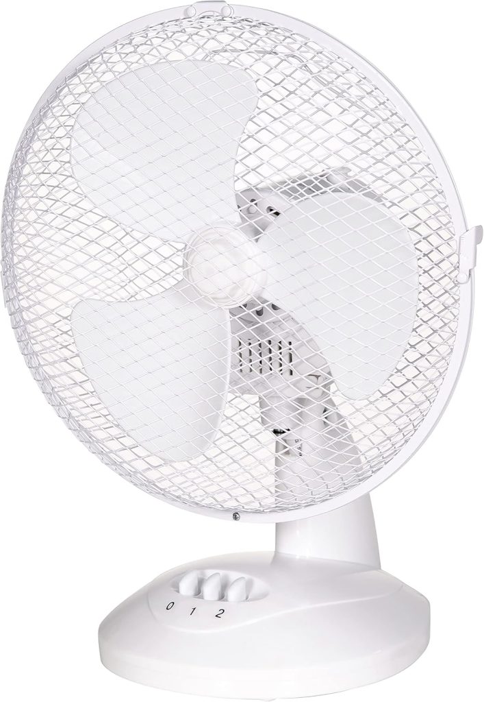 Russell Hobbs 9" Inch, Portable Desk Fan, 2 Speeds, Wide-Angled Oscillation, Quiet Operation, Perfect for Bedroom or Office, White - RHPDF0921
