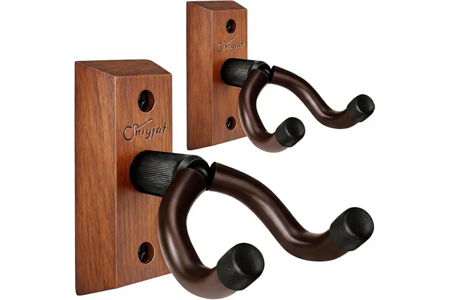 SNIGJAT Guitar Wall Mount 2 Pack, Wood Guitar Hanger Wall Hook with Screws, Guitar Stand Wall Mount Holder for Acoustic Guitar, Banjo, Bass,Guitar Accessories Gifts for Guitar Players