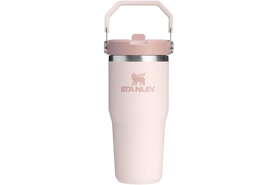 STANLEY IceFlow 2.0 Flip Straw Tumbler with Handle 14 oz | Twist On Lid and Flip Up Straw | Leakproof Water Bottle | Insulated Stainless Steel | BPA-Free | Rose Quartz