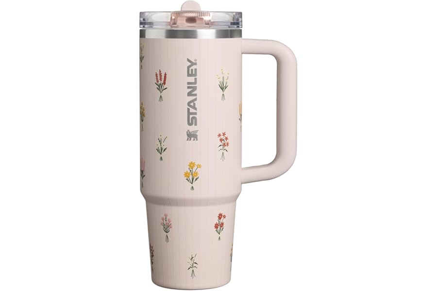 STANLEY Quencher ProTour Flip Straw Tumbler | Leakproof Lid, Straw & Handle | Insulated Stainless Steel | Fits Cup Holders | Perfect Mother’s Day Gift | BPA-Free | 30 oz | Rose Quartz Bouquets