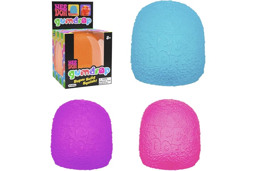 Schylling NeeDoh Gumdrop - Textured Sensory Toy with Super Solid Squish - 2.5" Tall - Colors May Vary (Pack of 1)