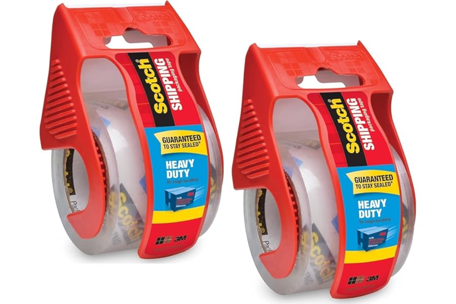 Scotch Heavy Duty Packaging Tape, 2 Inches x 800 Inches, Clear - 2 Count