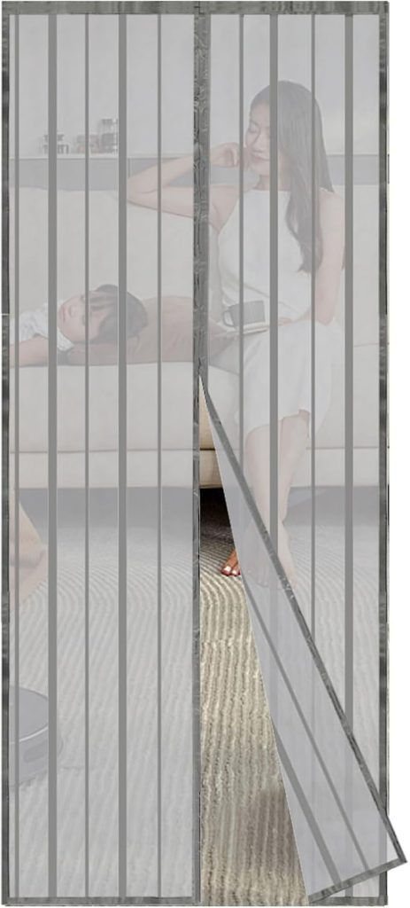 Sekey Mosquitera magnética para puerta de balcón sin necesidad de taladrar, cortina protectora contra insectos para puerta corredera, 80x200 cm, color gris