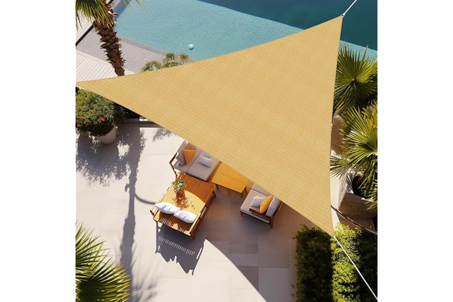 Shade&Beyond Triangle Sun Shade Sail 16'X16'X16' Permeable Canopy Sand for Patio Garden Yard Deck Pergola (We Make Custom Size)