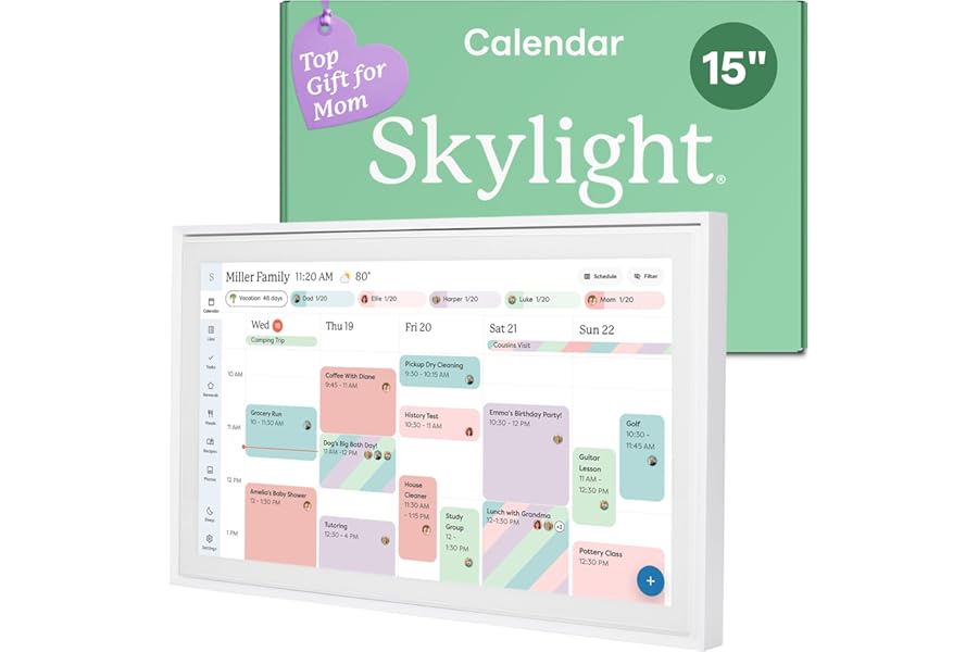 Skylight Calendar: 15-inch Wall Planner Digital Calendar & Chore Chart, Smart Touchscreen Interactive Display for Family Schedules – Wall Mount Included, Great for Organizing Your 2026 Calendar