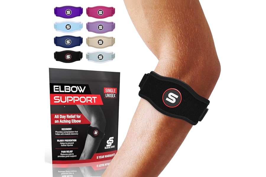 Sleeve Stars Tennis Elbow Brace for Men & Women, Elbow Brace for Tendonitis, Tennis Elbow Strap, Golfers Elbow Brace, Counter