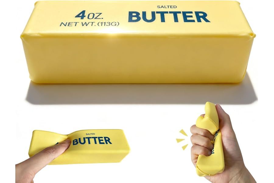 Slow Rebound Cute Butter Squeeze Stress Balls, 2026 New Realistic Soft Butter Stick Fidget Toy,Slow Rising Portable Squishy for Adults Anxiety & Stress Relief, Sensory Gifts for Office, Home（1pcs）