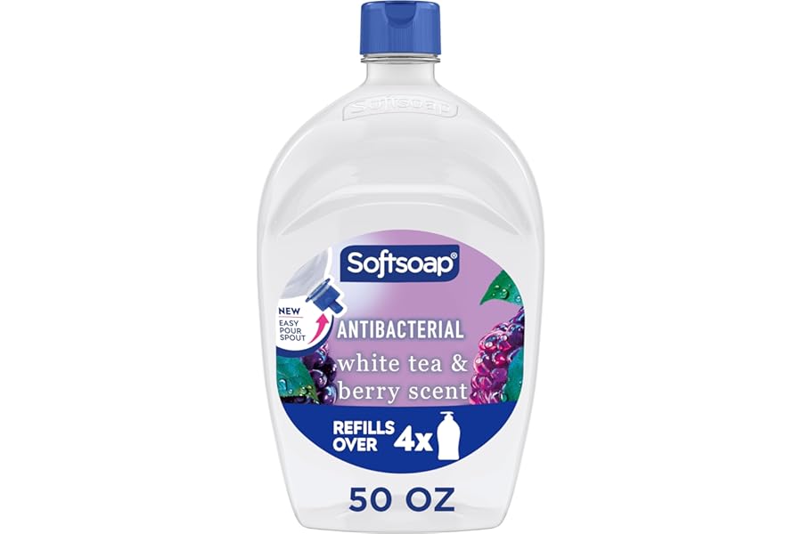 Softsoap Antibacterial Liquid Hand Soap, Kitchen and Bathroom Hand Soap, White Tea and Berry Scent, 50 fl oz Refill