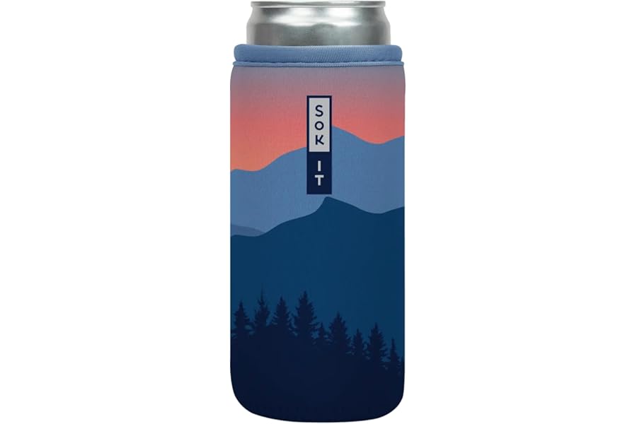 Sok It CanSok Sleeve for Beer & Soda Insulated Neoprene Cover (Blue Ridge, 12oz Slim Can Sleeve)