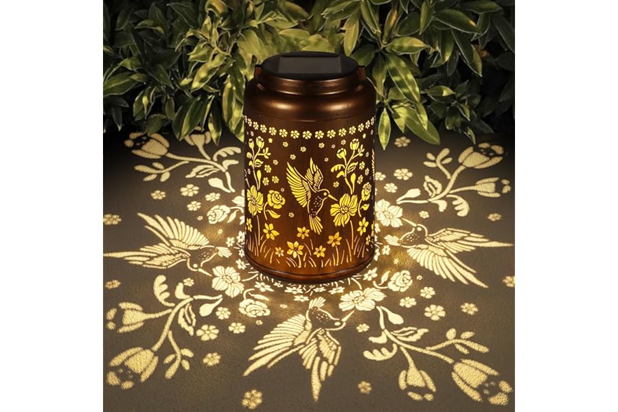 Solar Lanterns Outdoor Waterproof Hummingbird Garden Decor Gifts for Women Mom Grandma Hanging Solar Lights Metal Solar Decoration Outside for Yard, Patio, Backyard, Porch