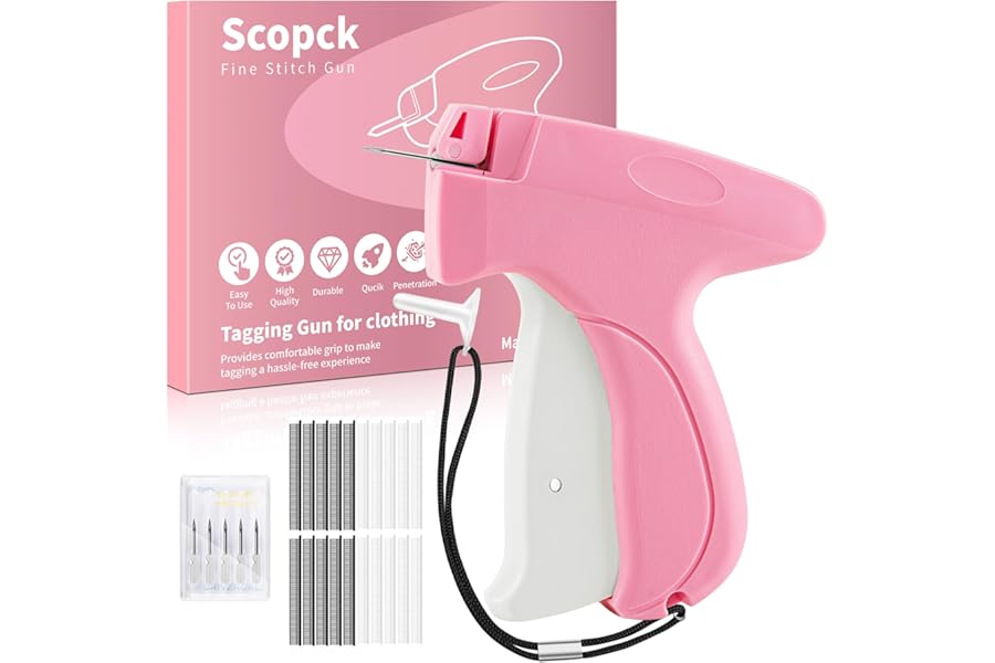 Stitch Gun for Clothes - Handheld Stitch Gun Quick Clothing Fixer - Tagging Gun - Includes 6 Needle, 1000 Black Fasteners & 1000 White Fasteners