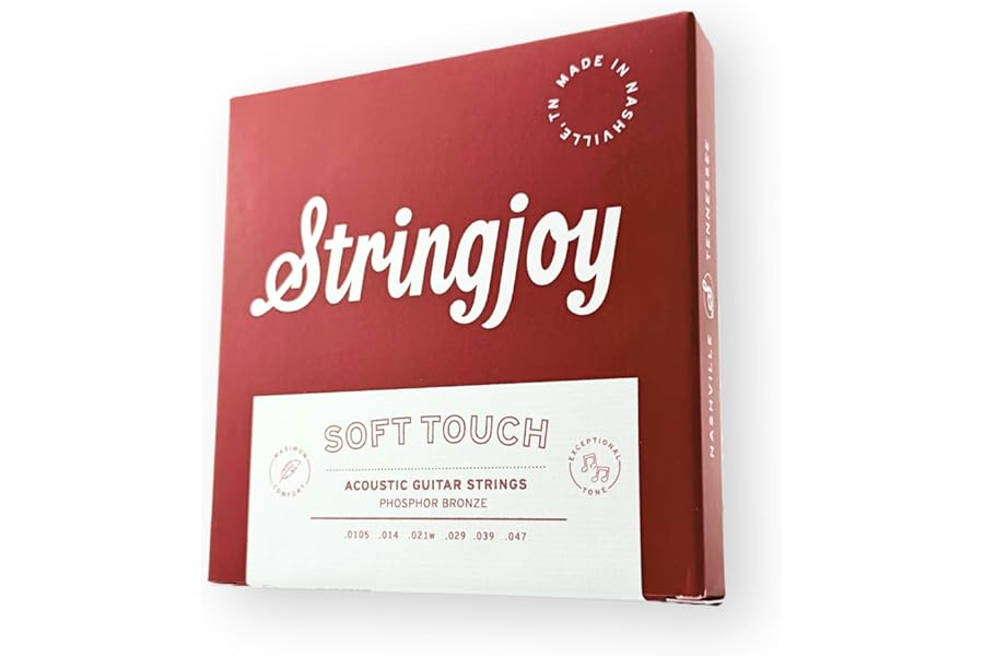 Stringjoy 10.5-47 Soft Touch Naturals – Premium Light Phosphor Bronze Acoustic Guitar Strings - Extra Comfort and Exceptional Tone, Acoustic 6 String Set