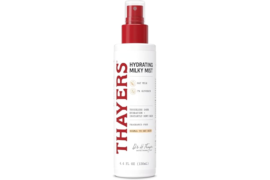 THAYERS Milky Mist with Oat Milk & 7% Glycerin, Facial Spray for Skin Barrier Repair & 24 Hour Hydration, Toner Spray Made for All Skin Types, Fragrance-Free, 4.4 fl oz