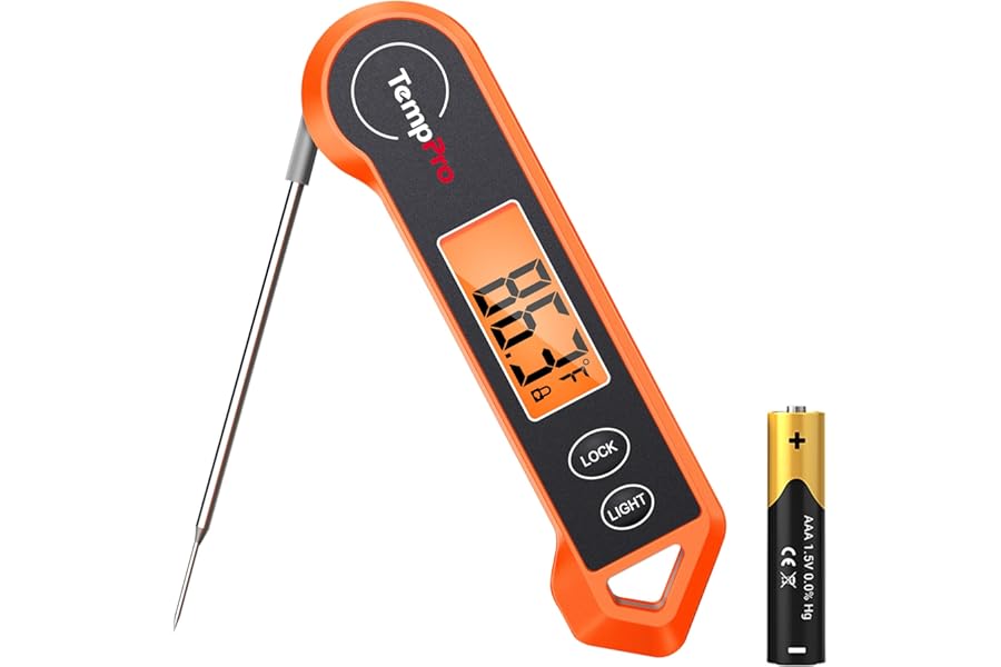 ThermoPro Digital Instant Read Meat Thermometer for Grilling Waterproof Kitchen Cooking Food Thermometer with Ambidextrous Backlit for BBQ Grill Smoker Oil Fry Candy Thermometer