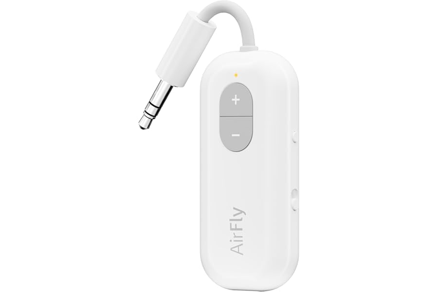 Twelve South AirFly SE | Bluetooth Wireless Audio Transmitter Adapter for AirPods/Headphones, 20+ Hr Battery, Works with 3.5mm aux Jacks on Airplanes, TVs, Gym Equipment, and Travel