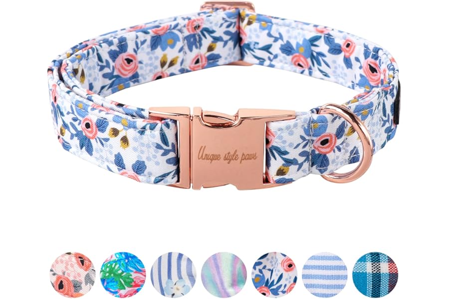Unique style paws Dog Collar Metal Buckle Red Rose Puppy Collar Flower Gift Durable Cute for Small Medium Large Boys Girls Dogs