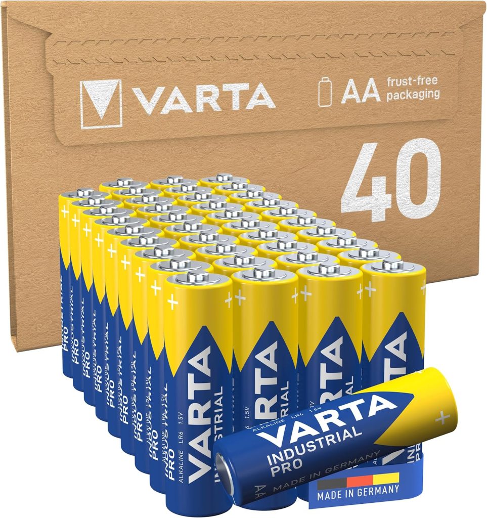 VARTA Piles AA, lot de 40, Industrial Pro, Batterie Alcaline, 1,5V, pack de stockage en emballage écologique, Made in Germany [Exclusif sur Amazon]