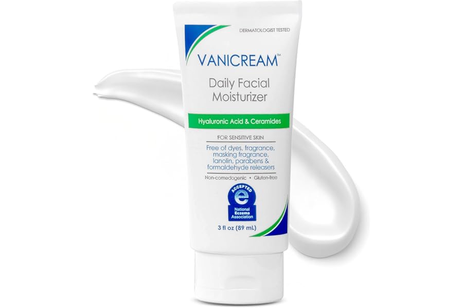Vanicream Daily Facial Moisturizer With Ceramides and Hyaluronic Acid - Formulated Without Common Irritants for Those with Sensitive Skin, 3 fl oz (Pack of 1)