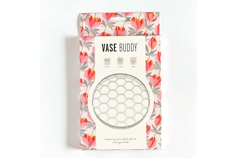 Vase Buddy, Reusable Silicone Flower Arranging Grid, Stretches Over The Rim of Vase, Self-Grips to Glass, for Easy Flower Arranging. Fits vase Openings from 5" - 8".