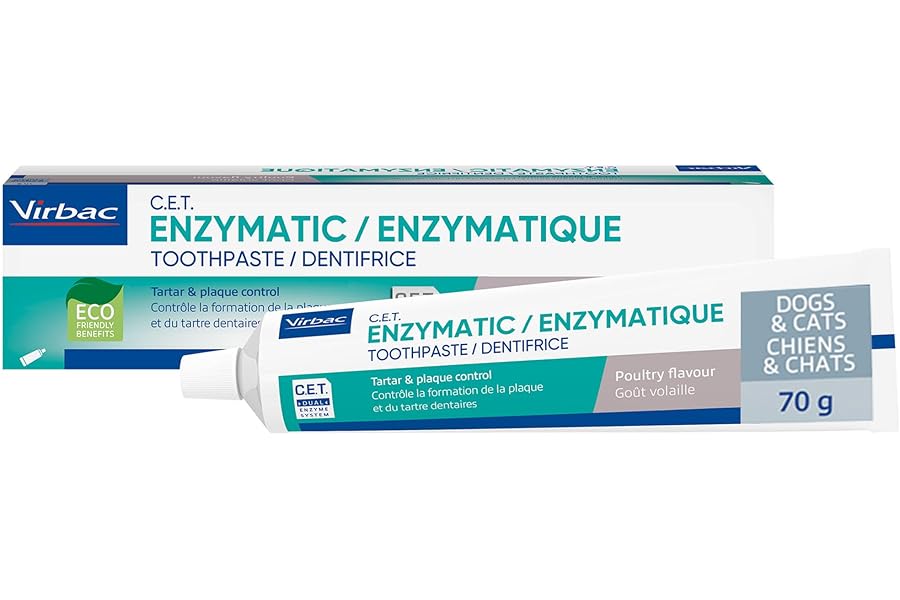 Virbac C.E.T.® Enzymatic Toothpaste| Tartar & Plaque Control for Fresh Breath | Pet Dental Care Toothpaste | Poultry Flavor, 2.5 oz