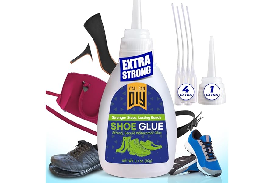 Y’allCanDiy Super Glue for Shoe. Heavy Duty Shoe Adhesive for Shoe Sole Repair and Applicable as Waterproof Boot Shoe Repair Glue. Cyanoacrylate Based CA Glue for Rubber Soles