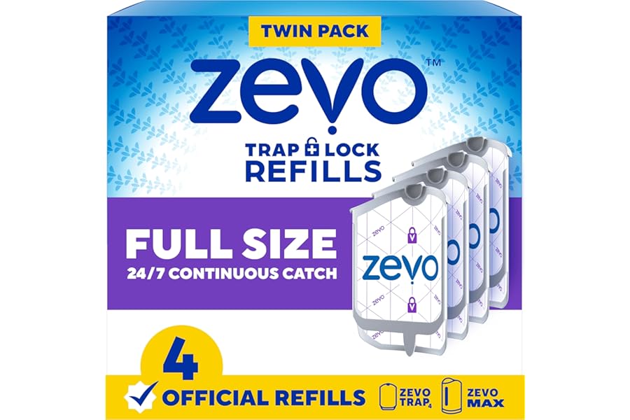 Zevo Flying Insect Trap Official Refill Cartridges - Fits Both Zevo Trap & MAX Indoor Fly Trap - Authentic Trap+Lock Technolo