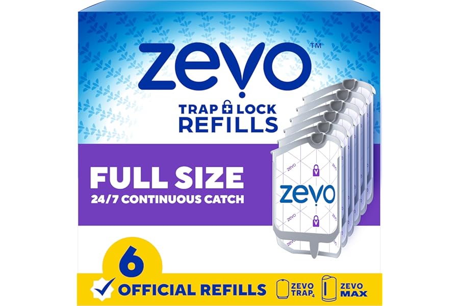 Zevo Flying Insect Trap Official Refill Cartridges - Fits Both Zevo Trap & MAX Indoor Fly Trap - Authentic Trap+Lock Technolo