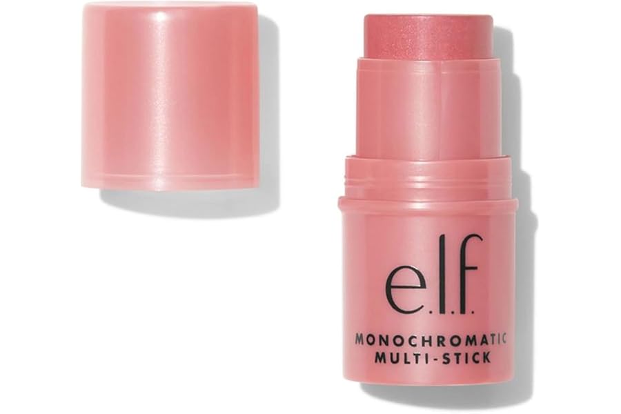 e.l.f. Monochromatic Multi Stick, Travel-Sized Luxuriously Creamy & Blendable Color, For Eyes, Lips & Cheeks, Vegan & Cruelty-Free, Dazzling Peony, 0.17 Oz