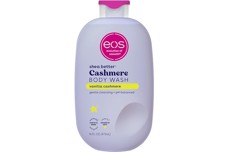 eos Body Wash, Vanilla, Moisturizing Creamy Gel Formula with Shea Butter, Glycerin, Vitamin E, pH Balanced, Sensitive Skin, Vegan, 16 fl oz