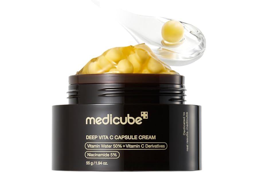 medicube Capsule Cream with Deep Vitamin C | Liposome Vitamin C Golden Capsule for Radiance & Firm-Looking Skin | Hydrating Glow Gel Texture | Korean Skincare, 1.94 oz