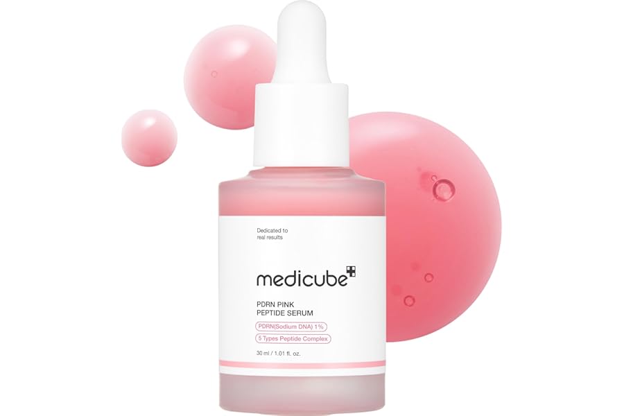 medicube PDRN Pink Peptide Serum with Salmon DNA | Pink Glow Serum with Peptides & Niacinamide for Hydration & Firm-Looking Skin | Uneven Tone Care | Korean Skincare, 1.01 fl. Oz